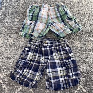 Boy’s Adjustable Waist Plaid Cargo Shorts 2T